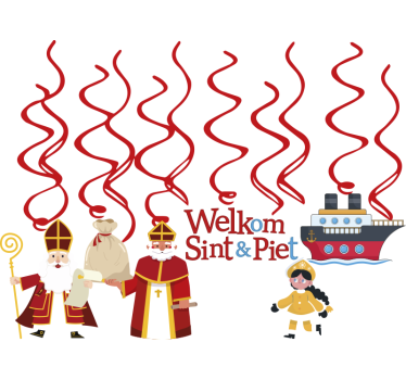Sinterklaas swirl decoratie etalage sticker - TenStickers