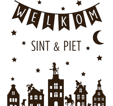 'welkom sint & piet' skyline raamsticker - TenStickers