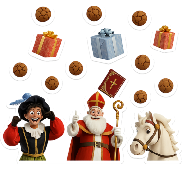 Piet, sint, paard en pepernoten raamsticker - TenStickers