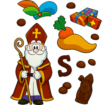 Losse sinterklaas raamsticker - TenStickers
