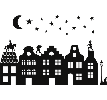 Piet en sint op dak raamsticker - TenStickers
