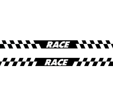 Race geblokte zijstreep autosticker - TenStickers