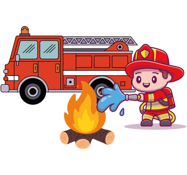 Deursticker brandweerman voor kinderkamer - TenStickers