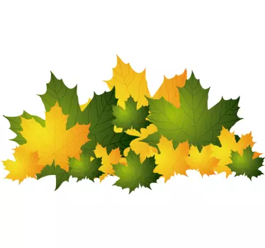Sticker herfst gele en groen blaadjes - TenStickers