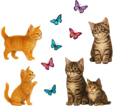Raamsticker kitten en vlinder - TenStickers