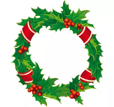 Kerst raamsticker Kerstmis krans - TenStickers