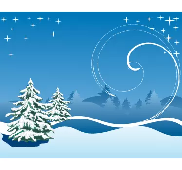 Sticker sneeuw bomen wind sterren - TenStickers