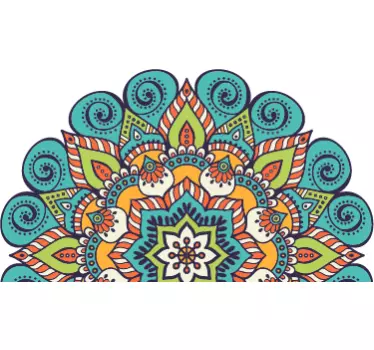 Muursticker gekleurde halve mandala - TenStickers