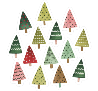 Kerst sticker waterverf kerstboom - TenStickers