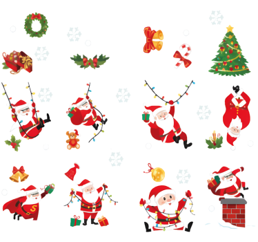 Kerst sticker raam kerstset - TenStickers