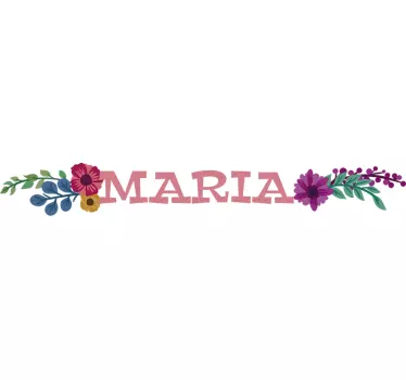 Fiets sticker naam bloemen - TenStickers