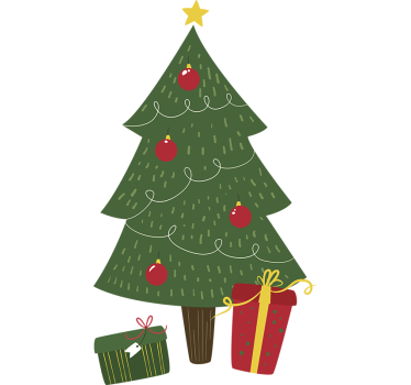 Kerst sticker feestelijke boomcadeaus - TenStickers