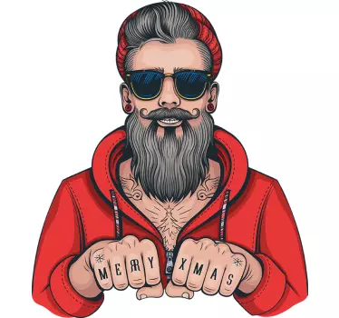 Feestdagen sticker coole kerstman - TenStickers