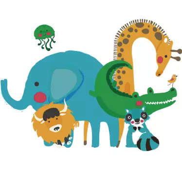 Deursticker jungle dieren - TenStickers