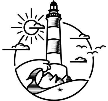 Camper sticker vuurtoren met zee - TenStickers