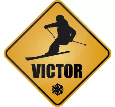 Tienerkamer muursticker ski teken met naam - TenStickers