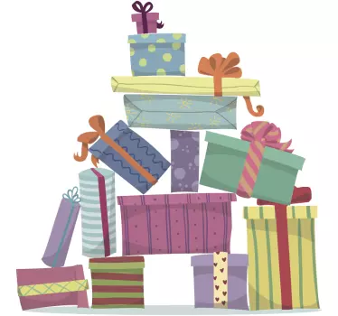 Berg van geschenken muursticker - TenStickers