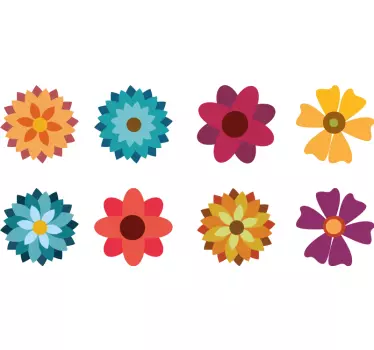 Autosticker met veelkleurige bloemen - TenStickers