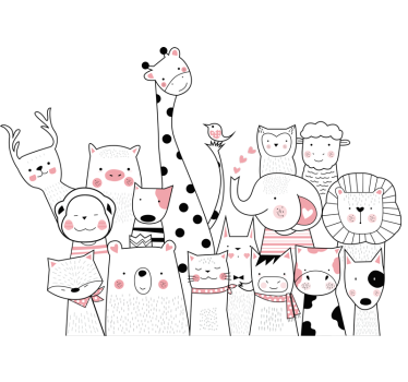 Witte vriendelijke dieren sticker bed hoofdeinde - TenStickers