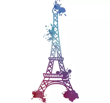 Eifel tower muursticker woonkamer waterverf - TenStickers