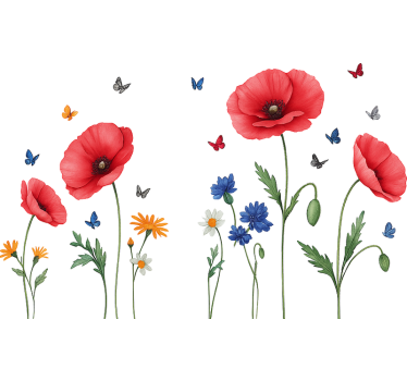 Raamsticker rode klaproos wilde bloem - TenStickers