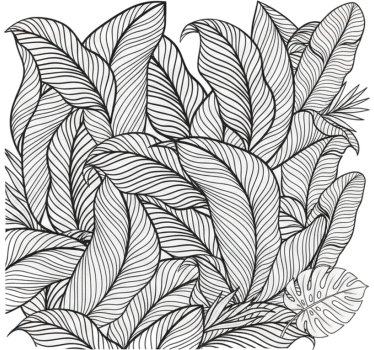 Raamsticker monochrome tropische bladeren - TenStickers