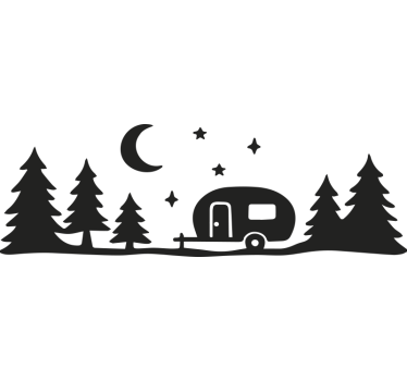 Caravan sticker bos en nachtlucht - TenStickers