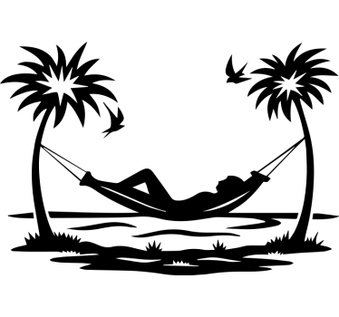 Caravan sticker strandleven hangmat - TenStickers