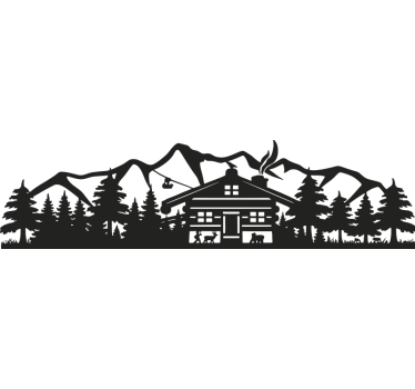 Autosticker bergcabine silhouet - TenStickers