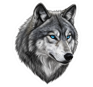 Autosticker wildewolf met blauwe ogen - TenStickers