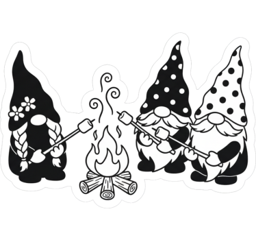 Camper sticker blije kampvuur gnomes - TenStickers