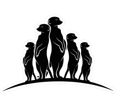 Camper sticker nieuwsgierige stokstaartjes familie - TenStickers