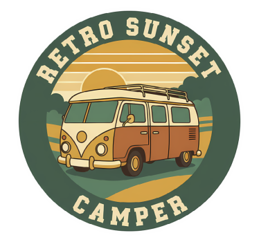 Camper sticker retro zonsondergang camper - TenStickers