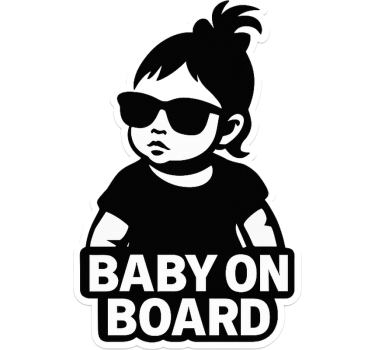 Gepersonaliseerde sticker grappig babymeisje aan boord - TenStickers