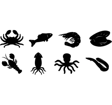 Bedrijfsstickers krab en vis etalage sticker - TenStickers