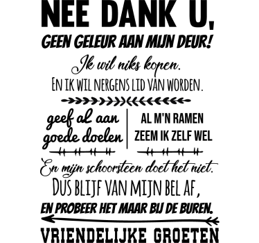 Raamstickers tekst Geen deur verkoop a.u.b. - TenStickers