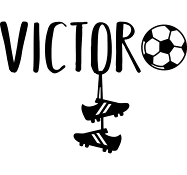 Muursticker kinderkamer voetbal naam - TenStickers