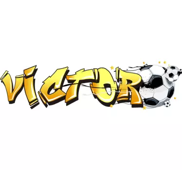 Muursticker voetbal kinderkamer 3D naam - TenStickers