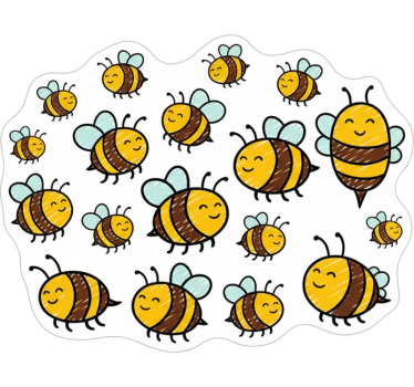 Fiets sticker schattige bijen set - TenStickers