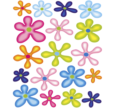 Fiets sticker met groovy hippie bloemen - TenStickers