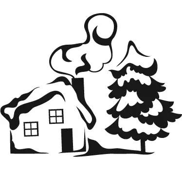 Sticker huis boom sneeuw winter - TenStickers