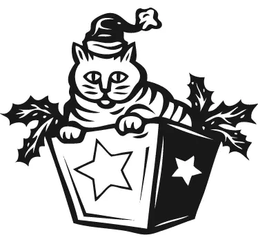 Muursticker kat kerstcadeau - TenStickers