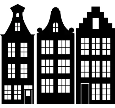 Raamsticker grachtenhuisjes woonkamer - TenStickers