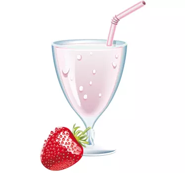 Sticker ijskast aardbei milkshake - TenStickers