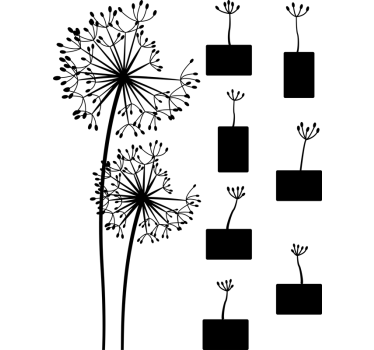 Muurstickers woonkamer blaasbloemen en fotolijstjes - TenStickers