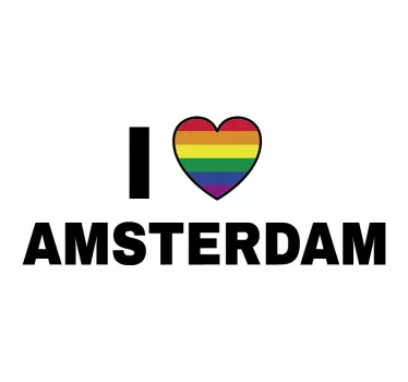 Muurstickers tekst I love amsterdam gayflag - TenStickers