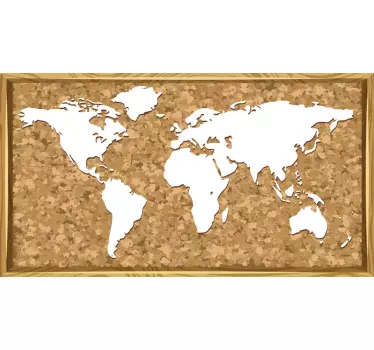 Wereldkaart kurk locatie sticker - TenStickers