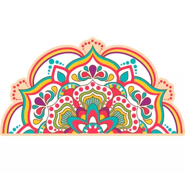 Levendig mandala-motief sticker bed hoofdeinde - TenStickers