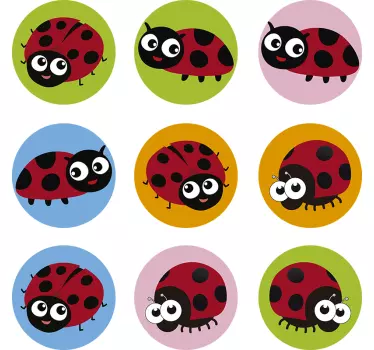 Vrolijke lieveheersbeestjescollectie autosticker - TenStickers