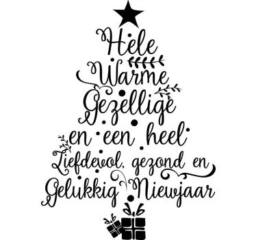 Kerststickers boom met tekst nieuwjaar - TenStickers